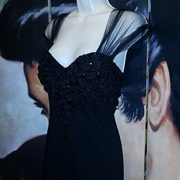 Tatyana Black Magic Dress Hand Craft Roses & Gems - Picture 5 of 8